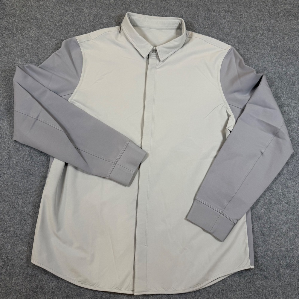 Lululemon Mens Mainstay Hybrid Two Tone Grey Button Down Technical Shirt XL